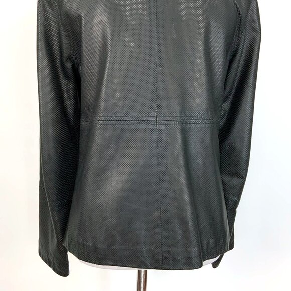Vintage 90s Siena Collection Black Perforated Leather Jacket Sz M - Picture 9 of 16
